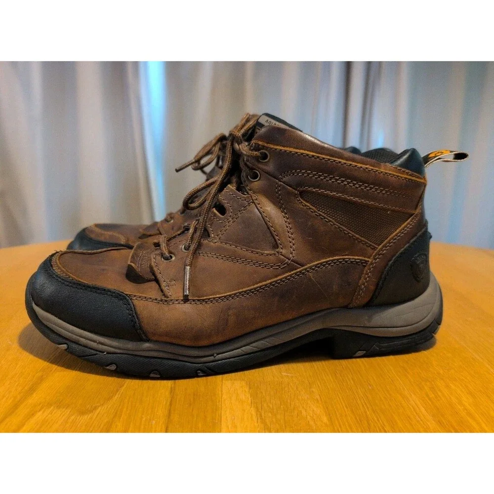Ariat Men's Brown ATS Terrai Leather Hiking Horse Riding Boots Size 10 EE